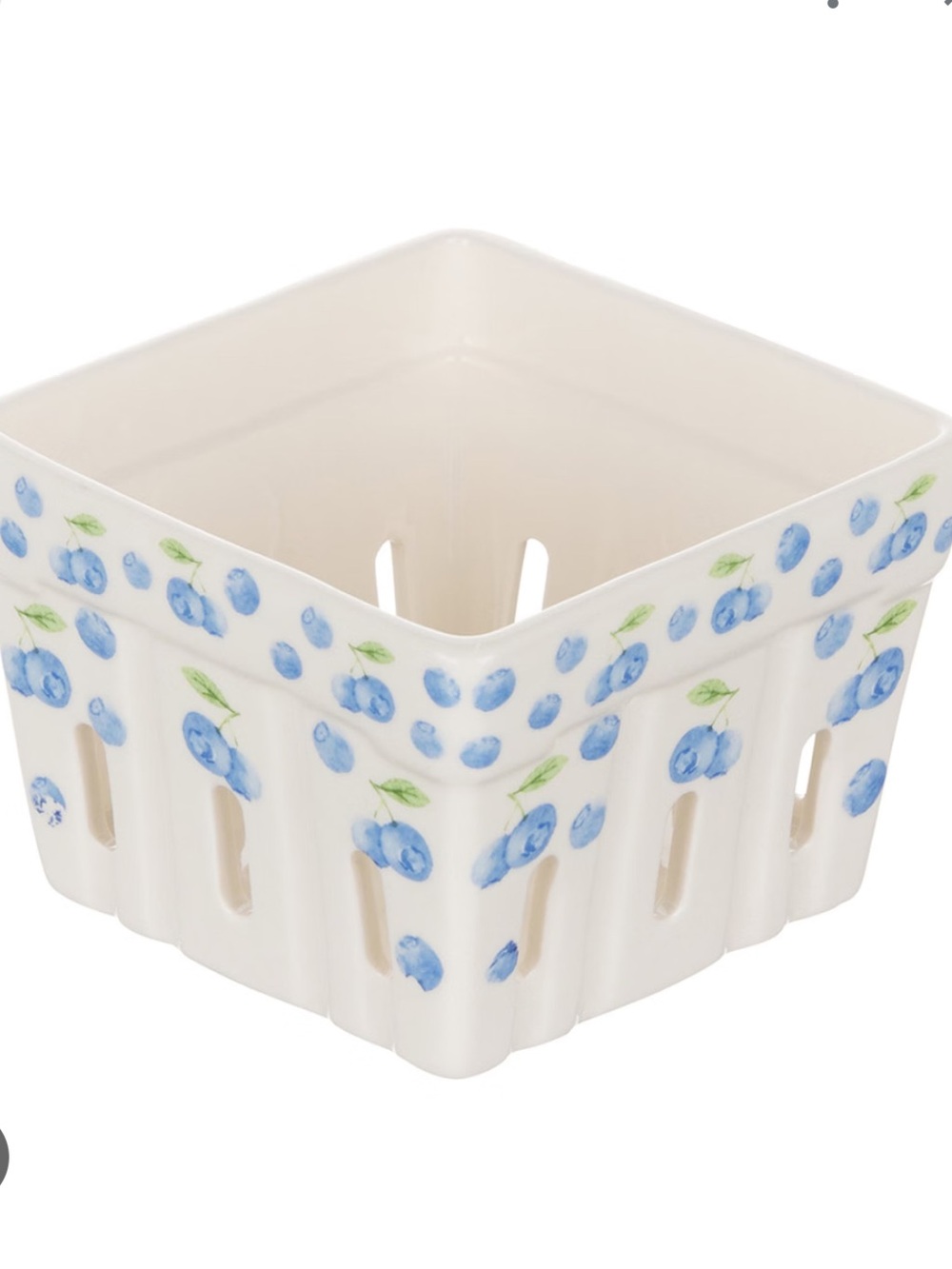 New! Ceramic Blueberry Print Berry Holder - White, Blue, Summer Berries